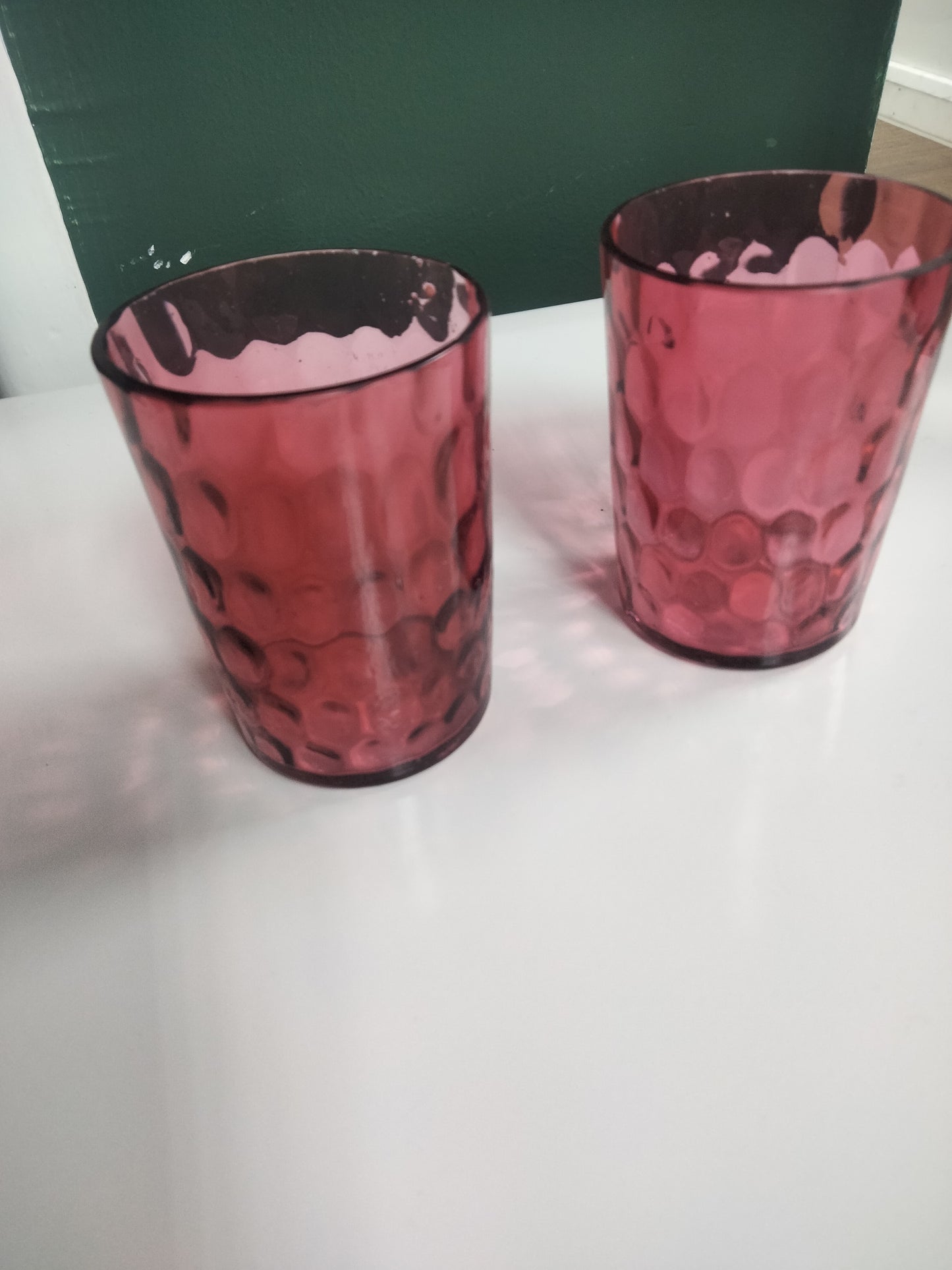 Victorian cranberry glass tumbler pair