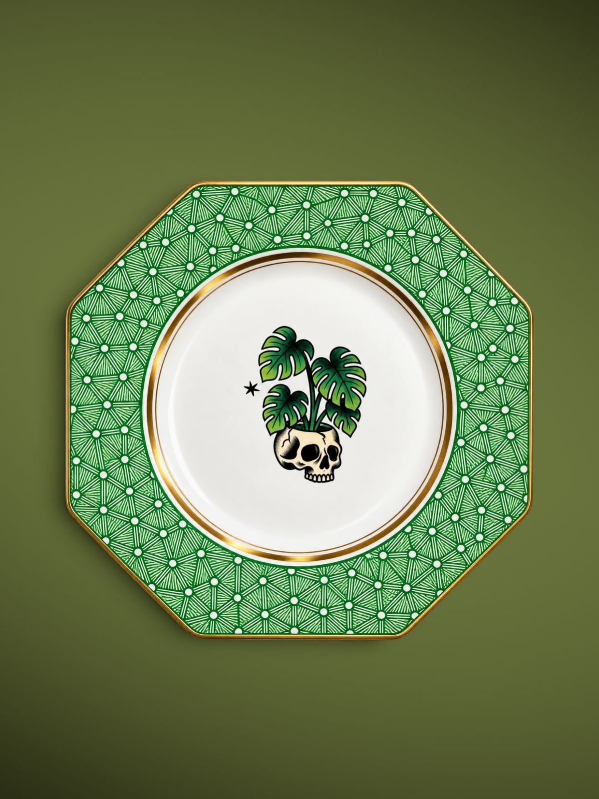 Skull Plant plate by Hollow House Emporium